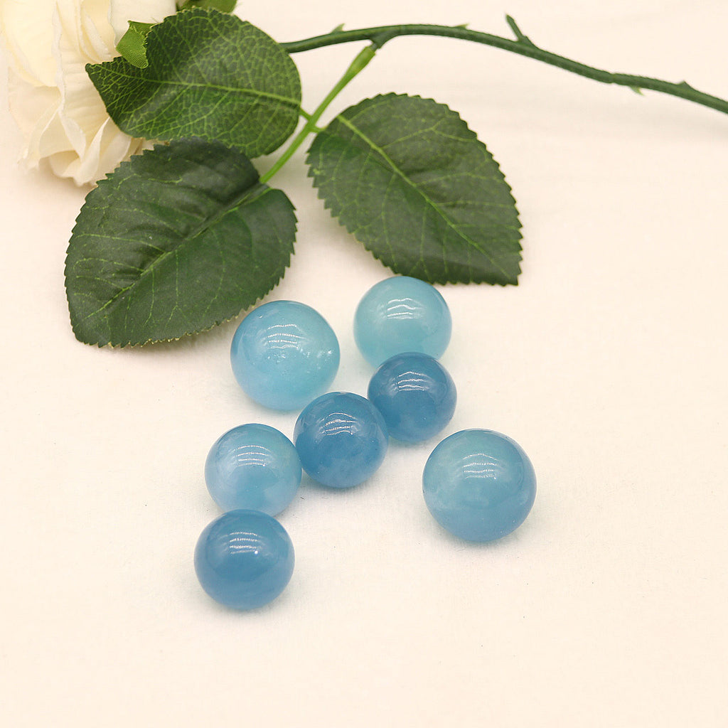 Natural aquamarine crystal ball ornaments seven star formation crystal raw stone without holes beads