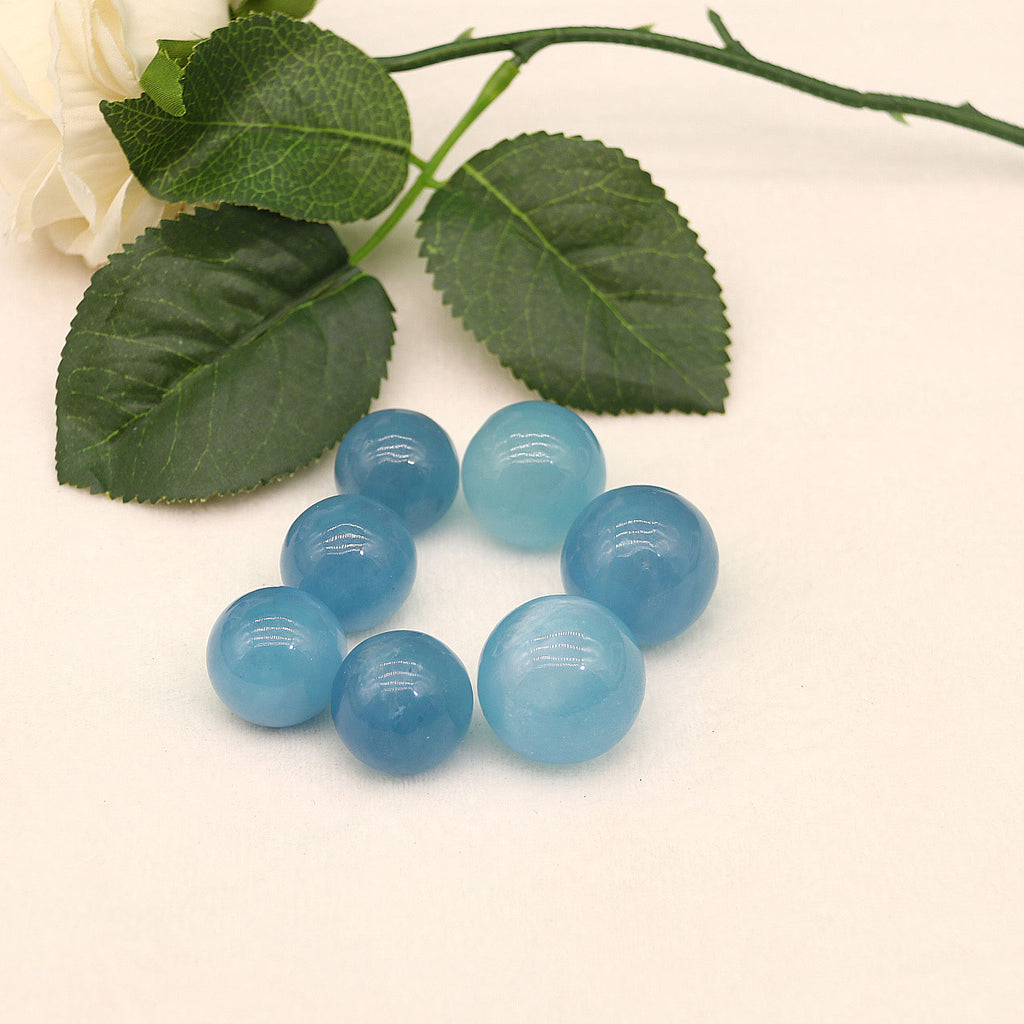 Natural aquamarine crystal ball ornaments seven star formation crystal raw stone without holes beads