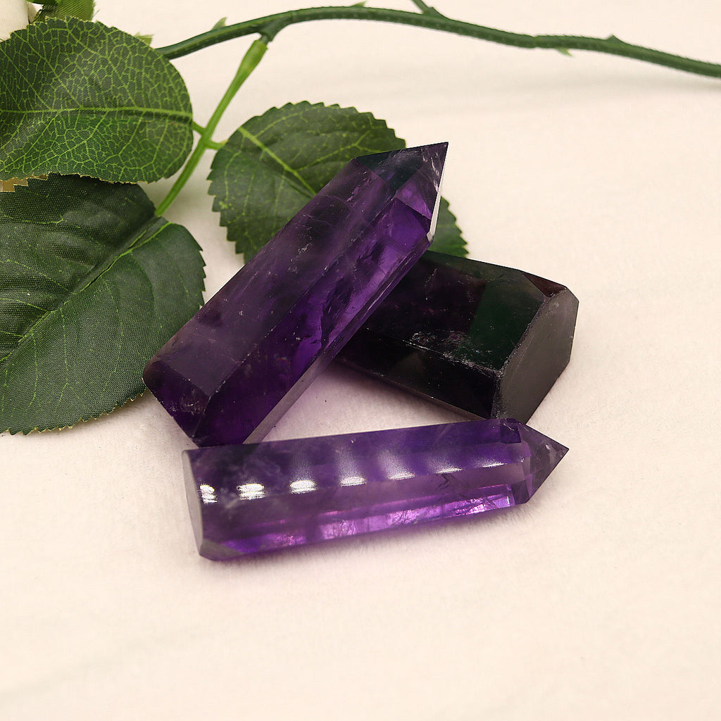 Uruguayan natural amethyst single pointed crystal pillar original polished hexagonal pillar