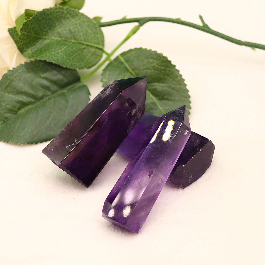 Uruguayan natural amethyst single pointed crystal pillar original polished hexagonal pillar