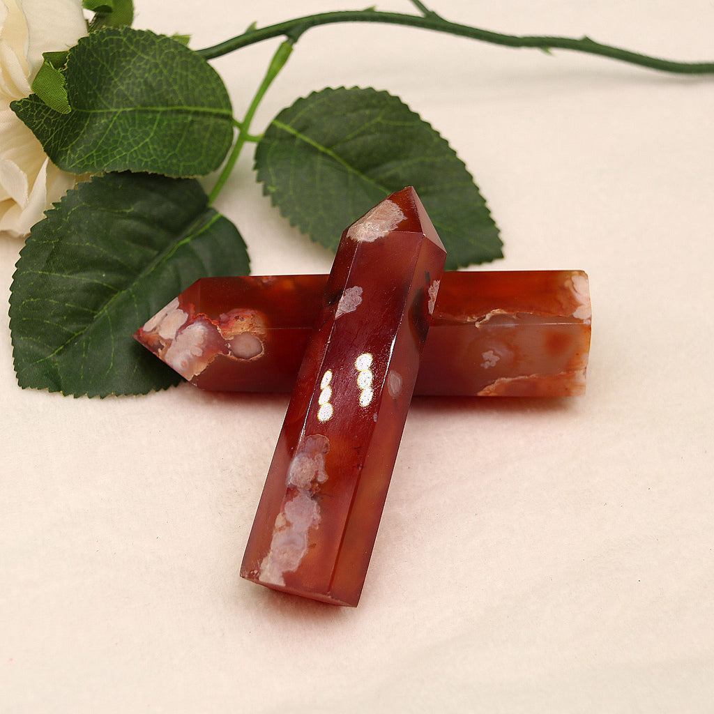 Red cherry agate pillar Ornament