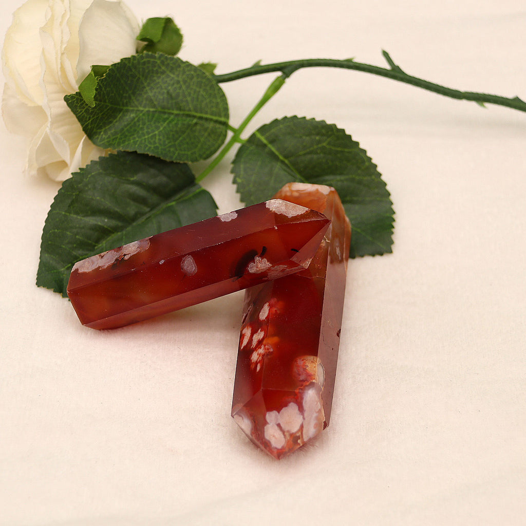 Red cherry agate pillar Ornament