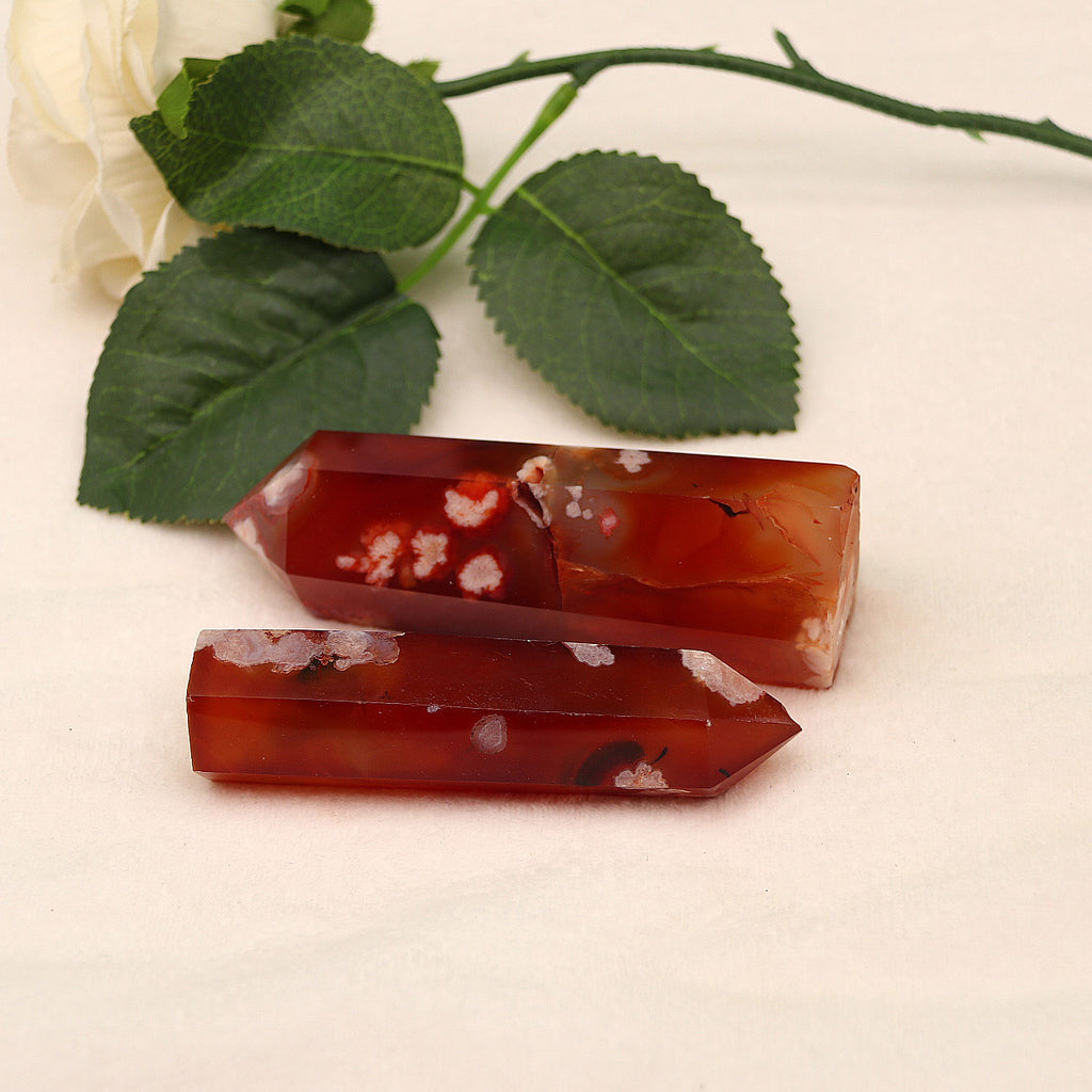 Red cherry agate pillar Ornament