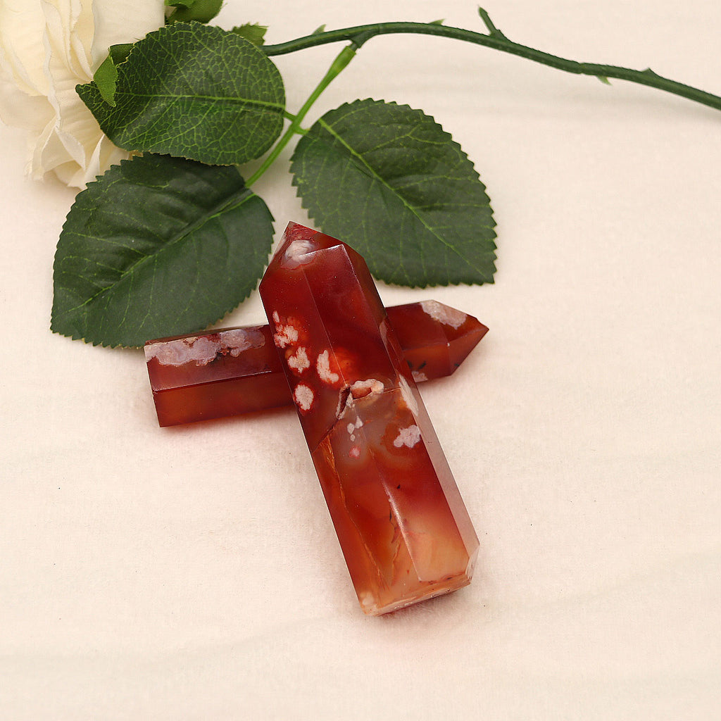 Red cherry agate pillar Ornament