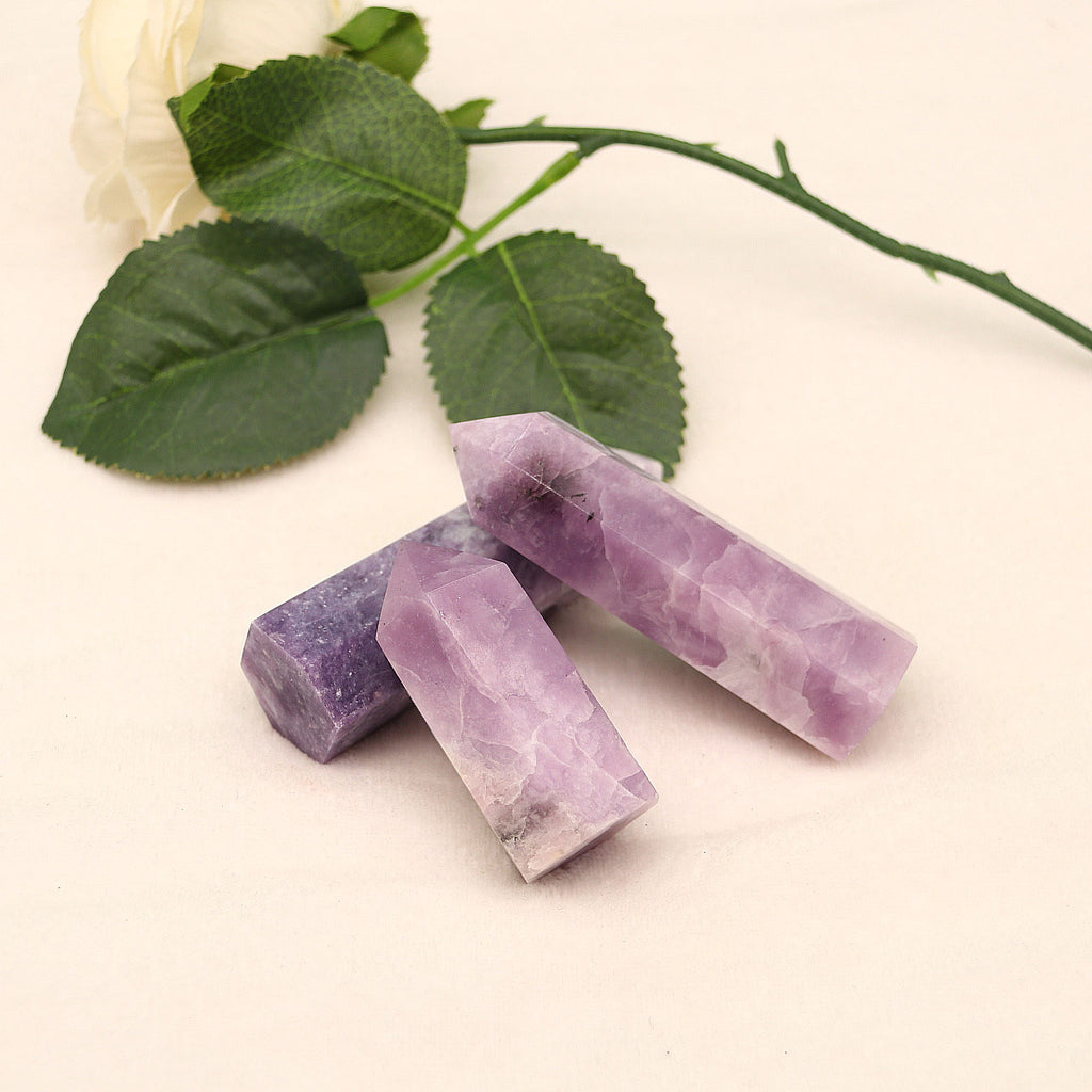 Original stone polished natural purple mica pillar ornament