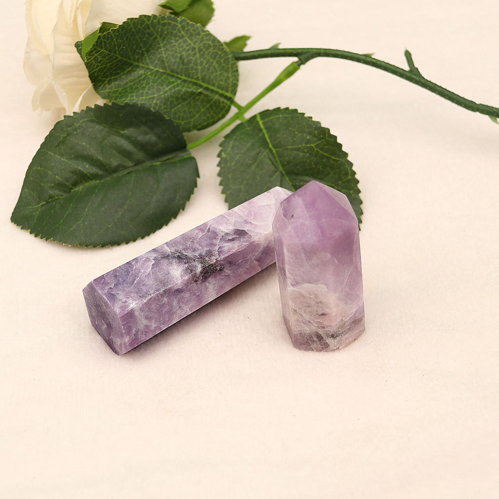 Original stone polished natural purple mica pillar ornament