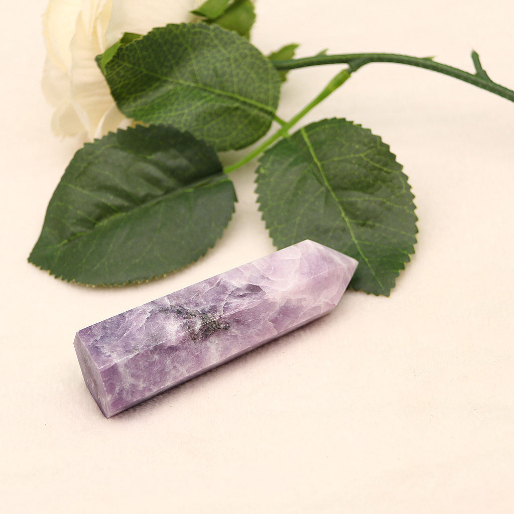 Original stone polished natural purple mica pillar ornament