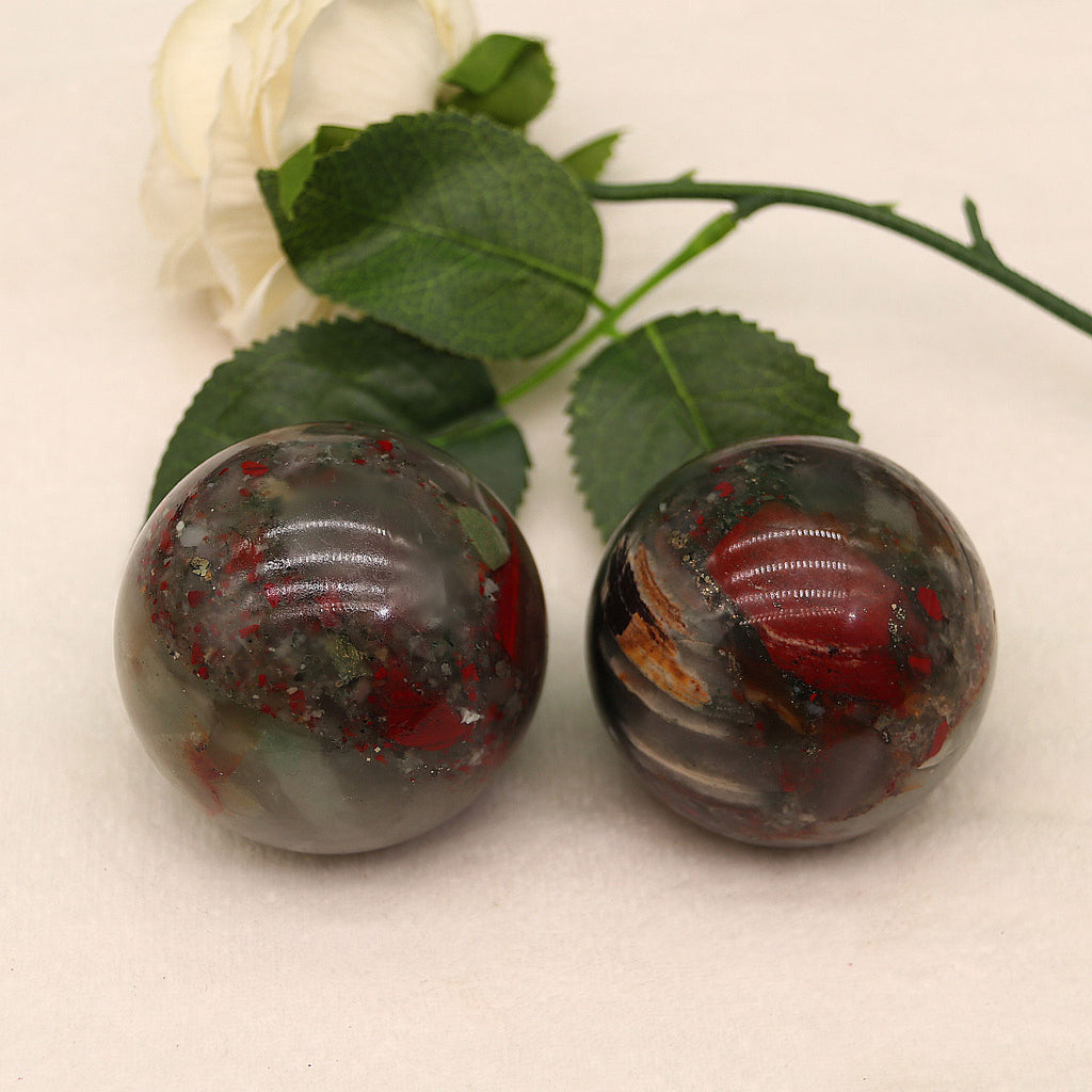 Natural African bloodstone ball ornament original stone ornament energy crystal