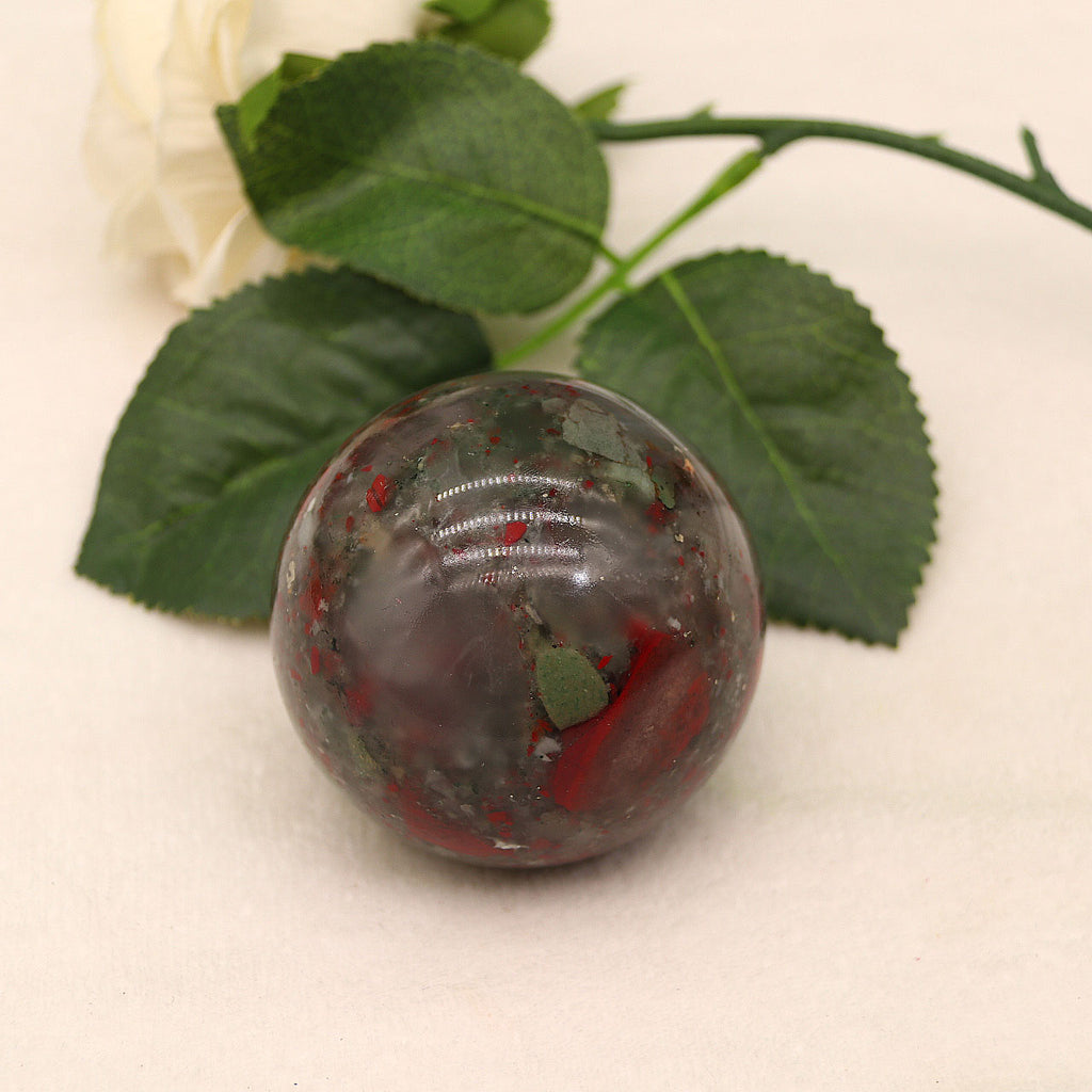 Natural African bloodstone ball ornament original stone ornament energy crystal