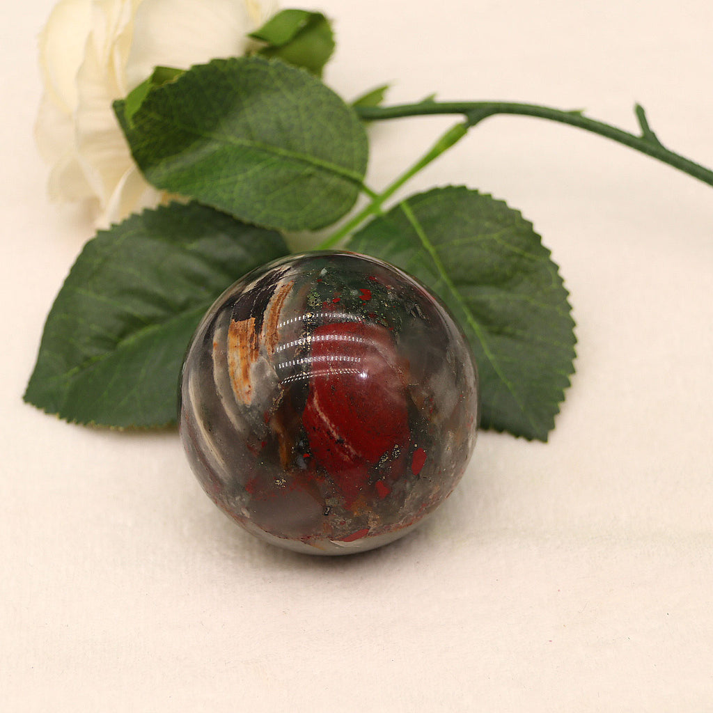 Natural African bloodstone ball ornament original stone ornament energy crystal