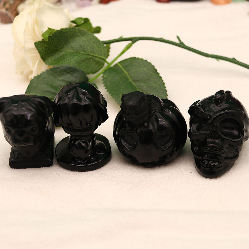 Natural obsidian carving pieces original stone carving pieces ornaments