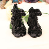 Natural obsidian witch carving pieces original stone carving pieces ornaments