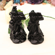 Load image into Gallery viewer, Natural obsidian witch carving pieces original stone carving pieces ornaments