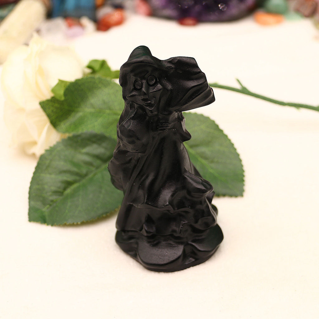 Natural obsidian witch carving pieces original stone carving pieces ornaments