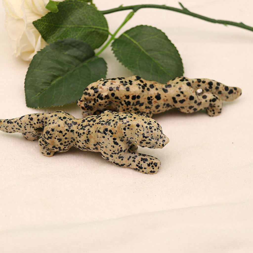 Spotted stone leopard, ornaments