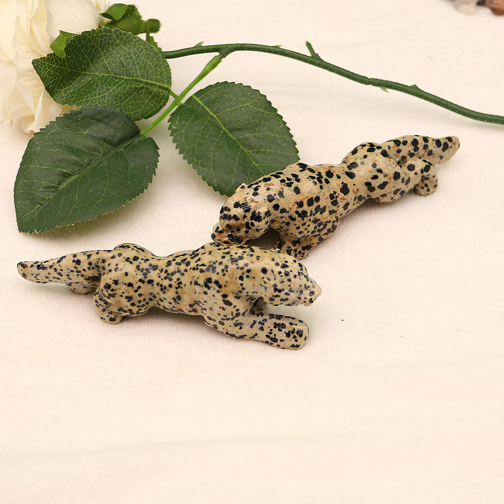 Spotted stone leopard, ornaments