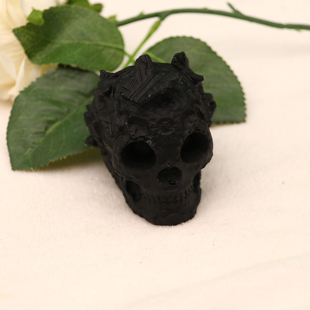 Obsidian kitty, skull hand-carved pieces