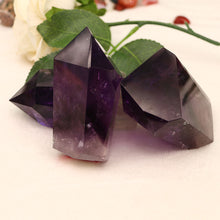 Load image into Gallery viewer, natural amethyst hexagonal crystal column tower, energy amethyst tower, aura chakra crystal