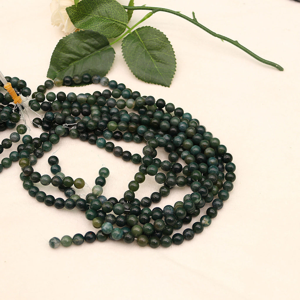 Watercress agate loose beads diy jewelry accessories bloodstone round beads beads bracelet semi-finished