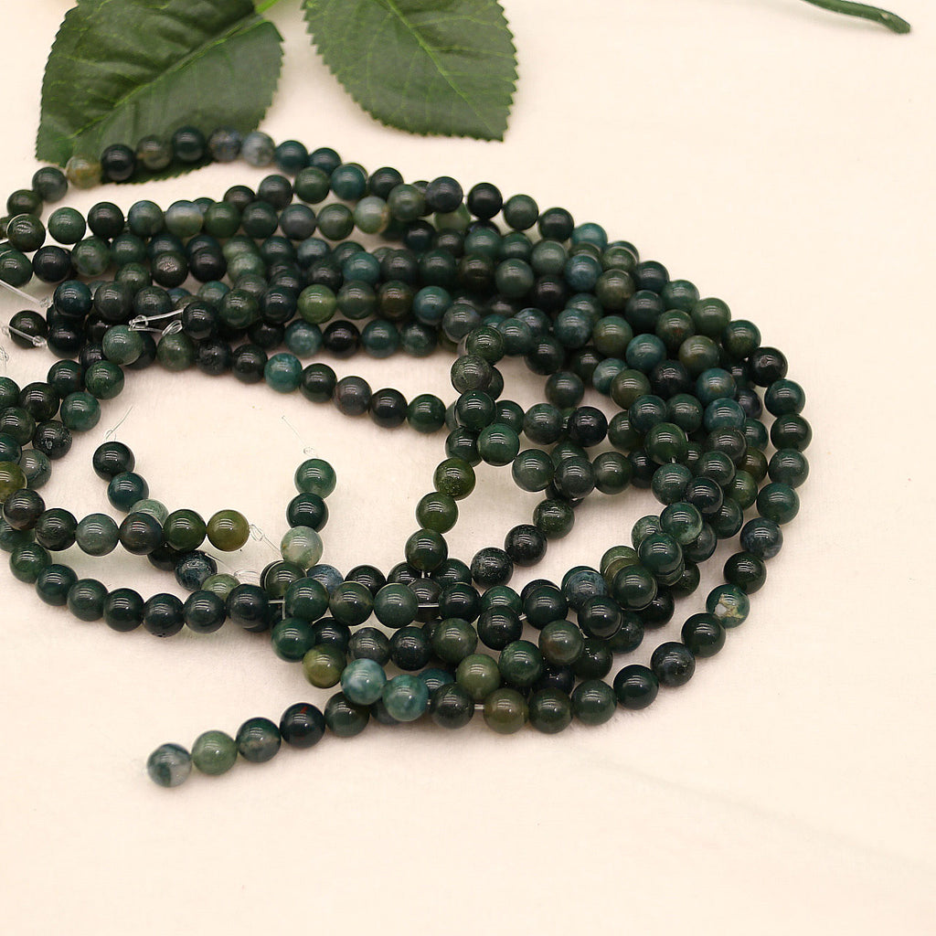 Watercress agate loose beads diy jewelry accessories bloodstone round beads beads bracelet semi-finished