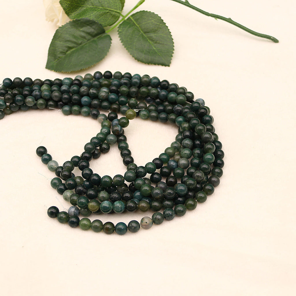 Watercress agate loose beads diy jewelry accessories bloodstone round beads beads bracelet semi-finished